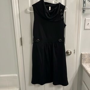 Black work dress with collar and button detail